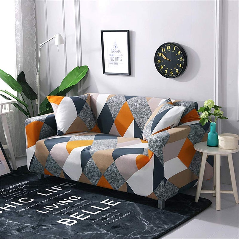 Lamberia Printed Sofa Cover Stretch Couch Cover Sofa Slipcovers for Couches and Loveseats with Two Free Pillow Case (Geometric, Sofa-3 Seater) - Image 2